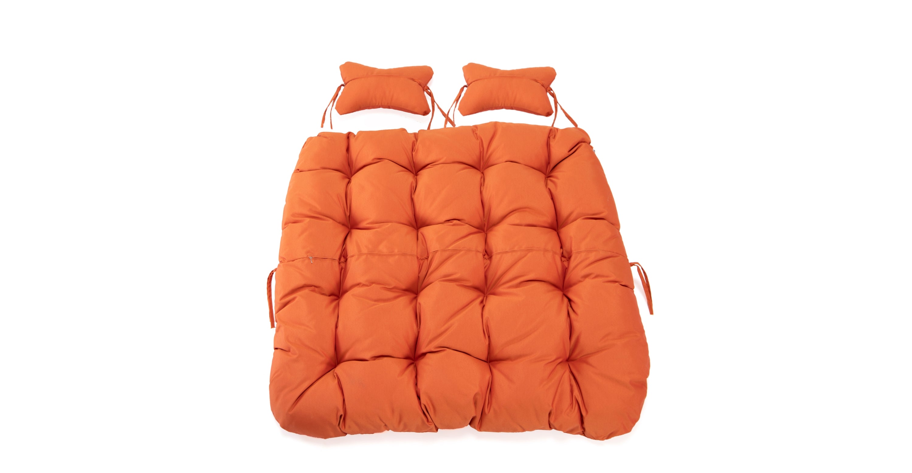 Modern Upholstered 2 Person Hanging Egg Swing Cushion with Headrest Orange