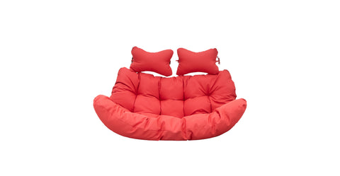 Modern Upholstered 2 Person Hanging Egg Swing Cushion with Headrest Red