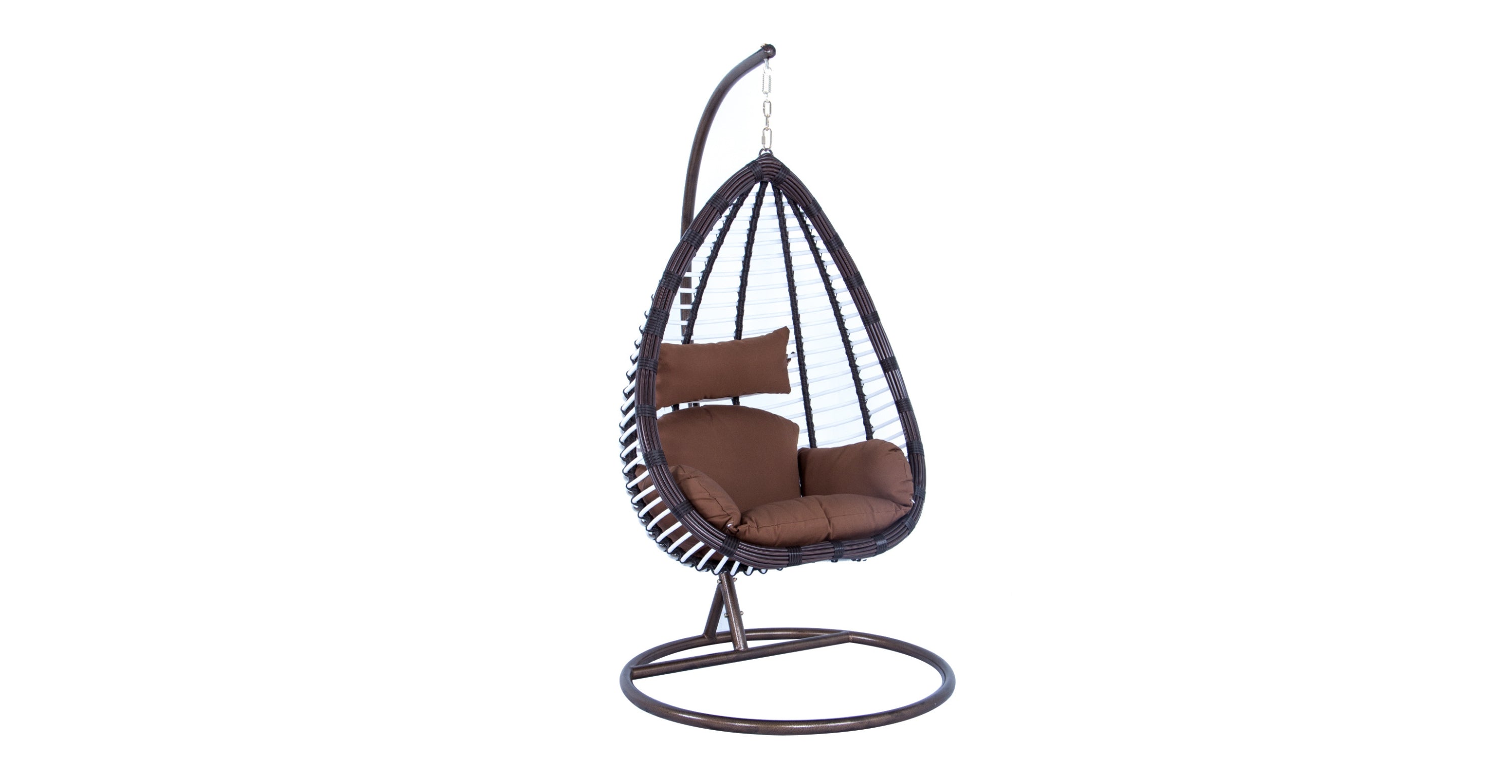 Single-Seater Wicker Hanging Egg Swing Chair with Green Cushion