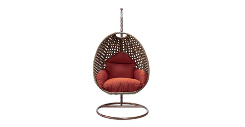 Beige Wicker Hanging Single Egg Swing Chair With Cushions Cherry