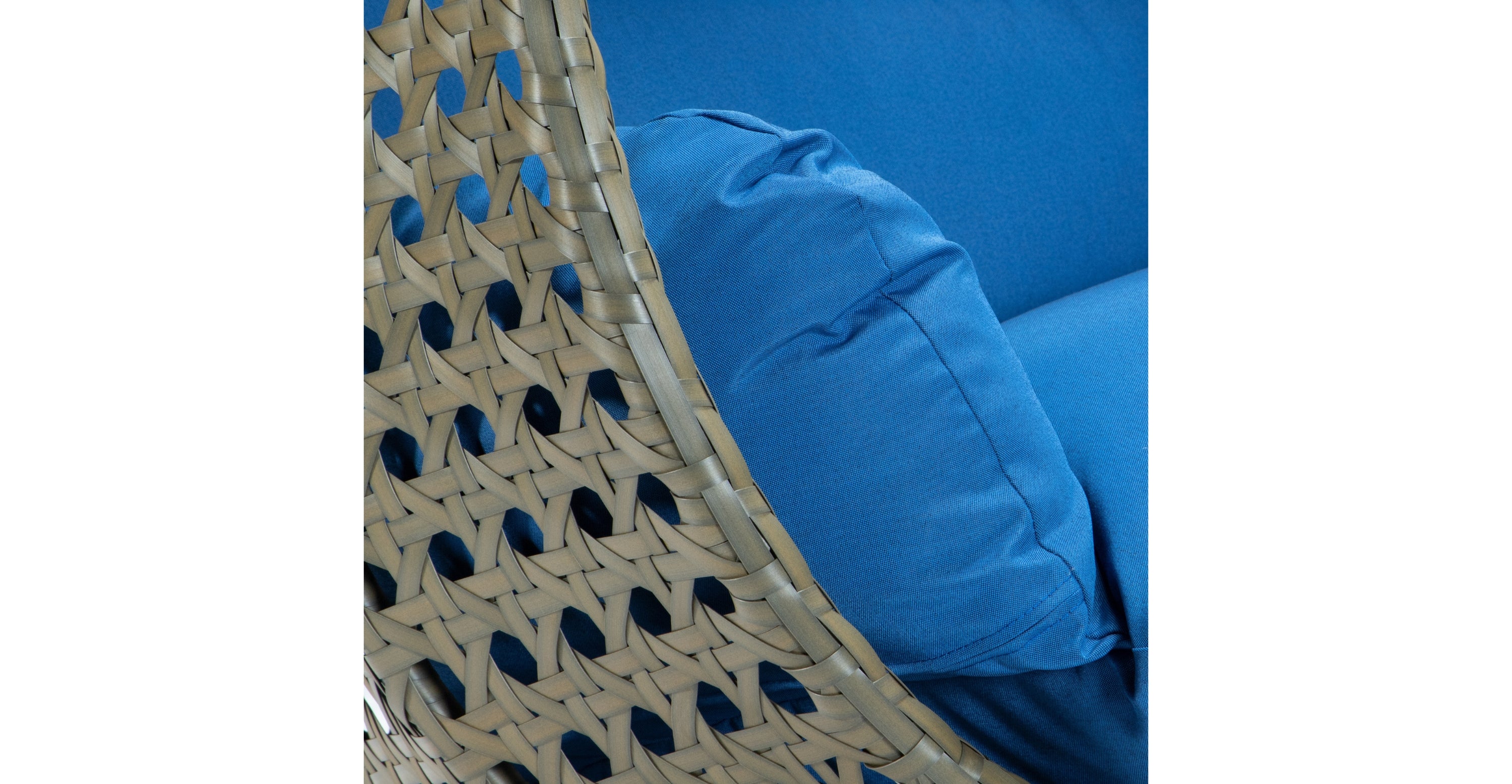 Modern Beige Wicker Hanging Double Seater Egg Swing Chair Blue