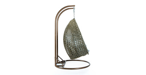 Modern Beige Wicker Hanging Double Seater Egg Swing Chair Light Grey