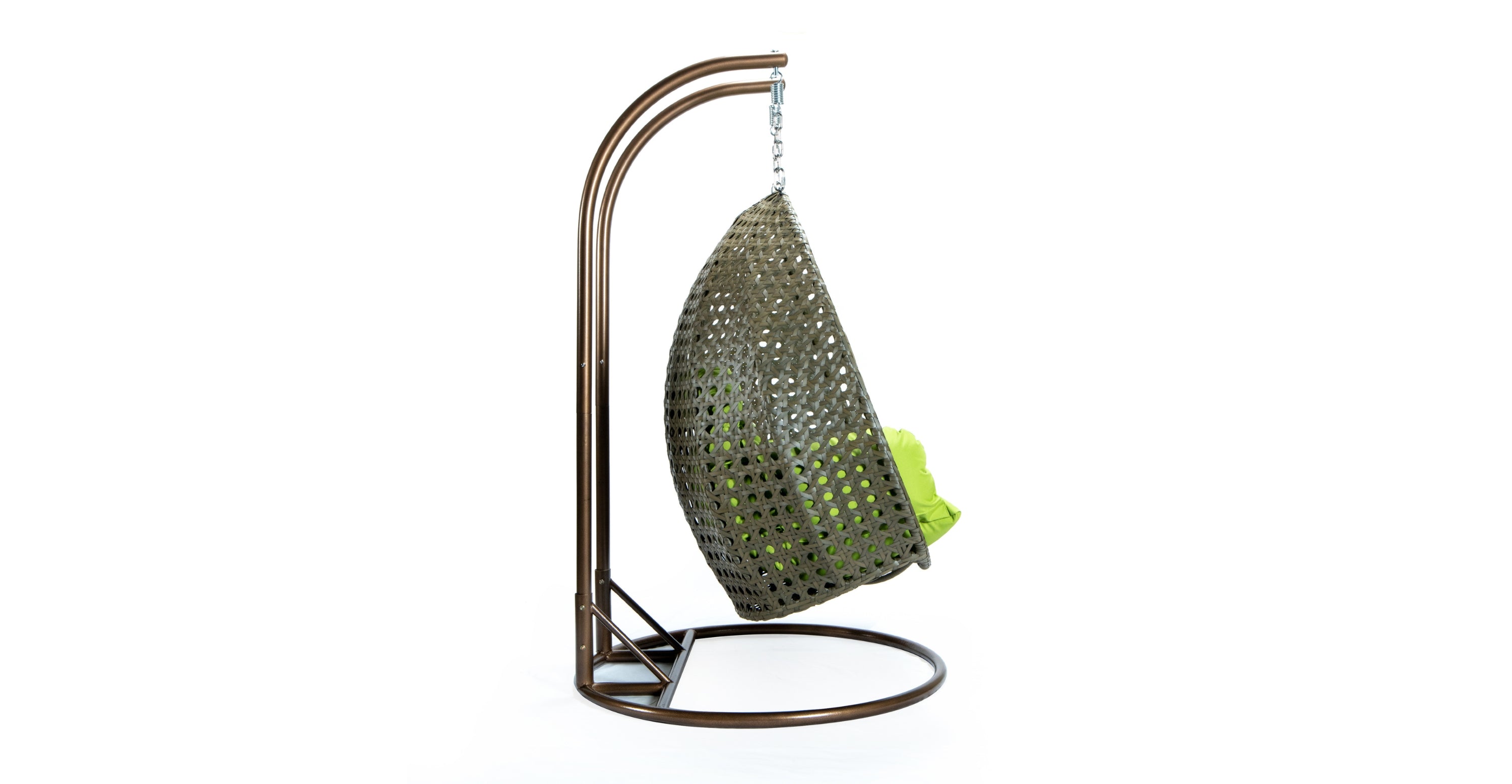 Modern Beige Wicker Hanging Double Seater Egg Swing Chair Light Green