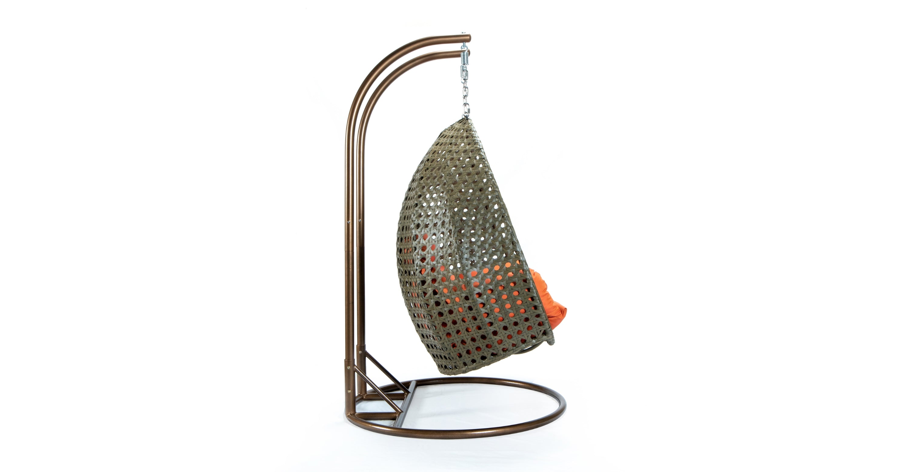 Modern Beige Wicker Hanging Double Seater Egg Swing Chair Orange