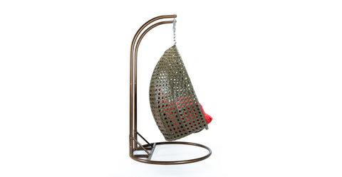 Modern Beige Wicker Hanging Double Seater Egg Swing Chair Red