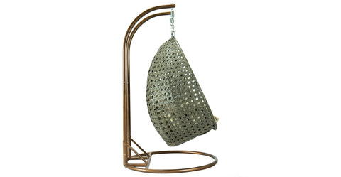 Modern Beige Wicker Hanging Double Seater Egg Swing Chair Taupe