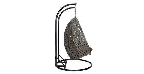 Modern Charcoal Wicker Hanging Double Seater Egg Swing Chair Brown