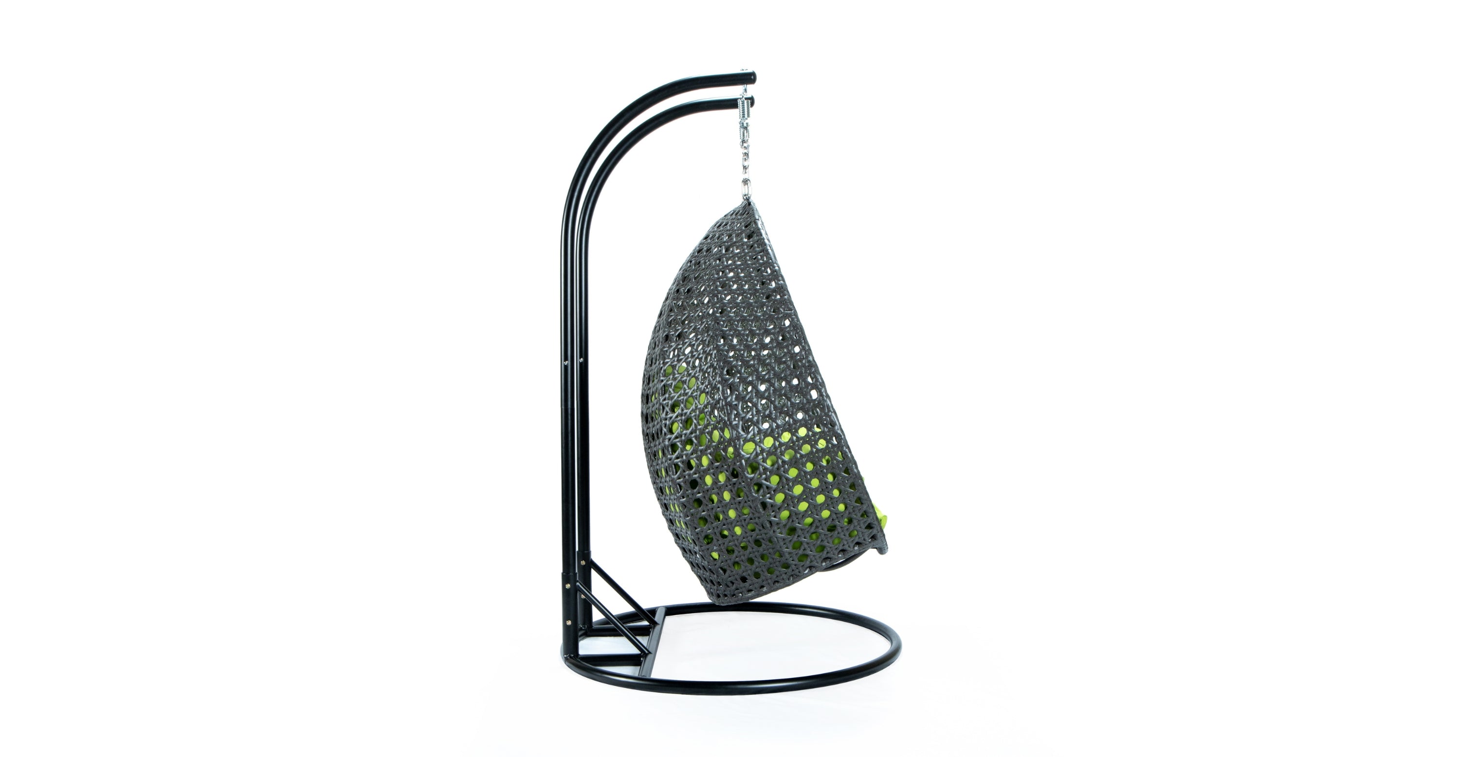 Modern Charcoal Wicker Hanging Double Seater Egg Swing Chair Light Green