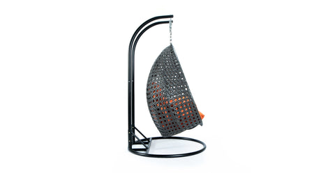 Modern Charcoal Wicker Hanging Double Seater Egg Swing Chair Orange