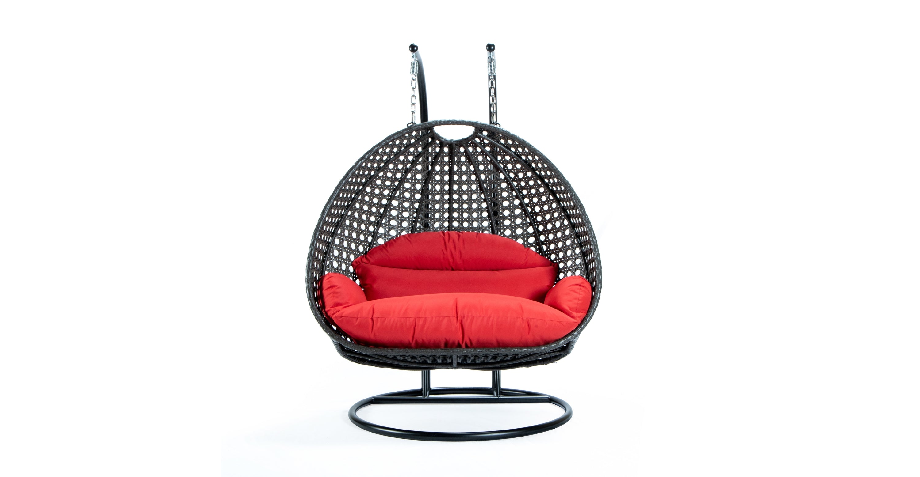 Modern Charcoal Wicker Hanging Double Seater Egg Swing Chair Red