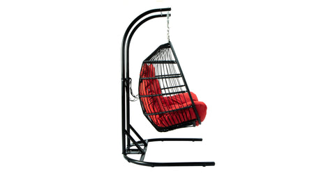 Wicker 2 Person Double Folding Hanging Egg Swing Chair Red