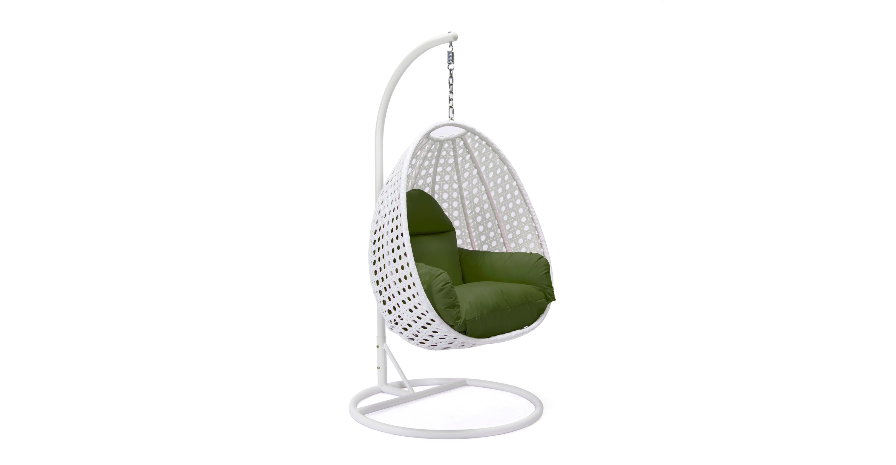 White Wicker Hanging Single Egg Swing Chair With Cushions Cherry