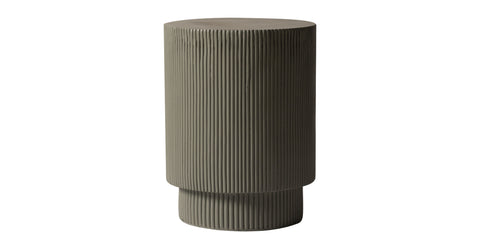 Eden Series Side Table in Fiberstone Round Accent Table for Home, Living Room, Indoor, and Outdoor Grey