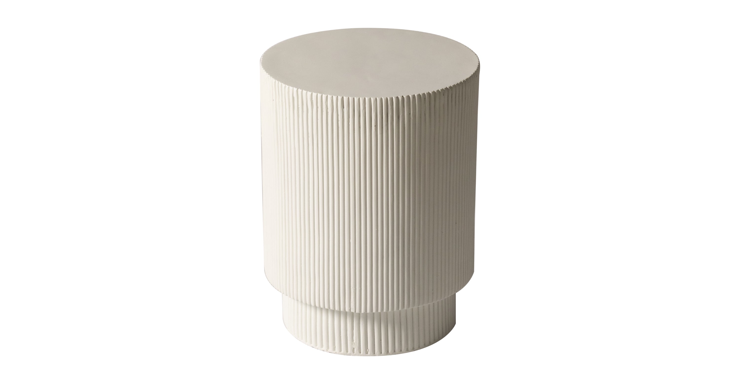 Eden Series Side Table in Fiberstone Round Accent Table for Home, Living Room, Indoor, and Outdoor White