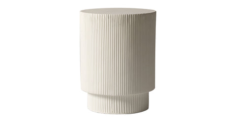 Eden Series Side Table in Fiberstone Round Accent Table for Home, Living Room, Indoor, and Outdoor White