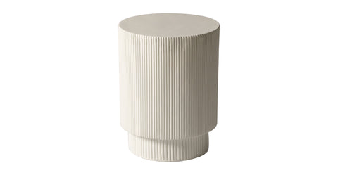 Eden Series Side Table in Fiberstone Round Accent Table for Home, Living Room, Indoor, and Outdoor White