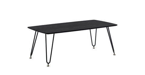 Elmwood Rectangular Coffee Table with Ash Wood Tabletop in Iron Black