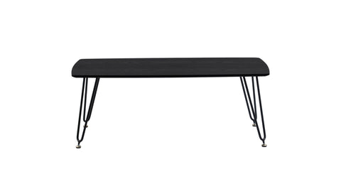 Elmwood Rectangular Coffee Table with Ash Wood Tabletop in Iron Black