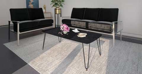 Elmwood Rectangular Coffee Table with Ash Wood Tabletop in Iron Black