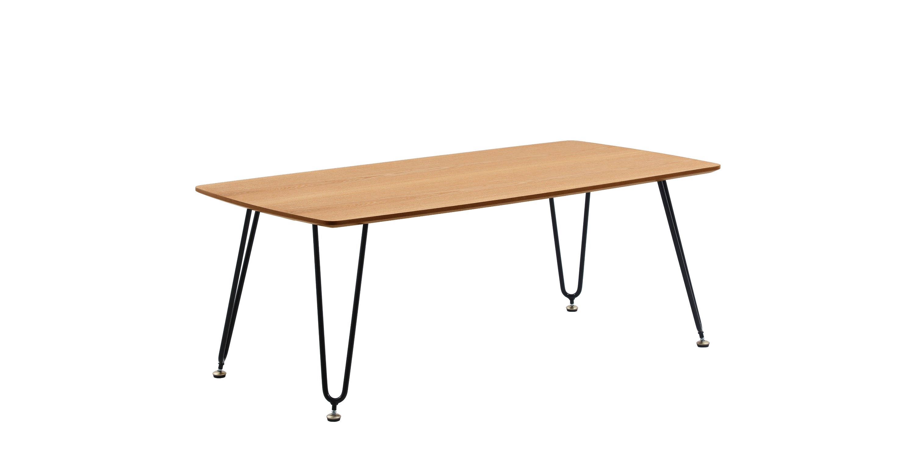 Elmwood Rectangular Coffee Table with Ash Wood Tabletop in Iron Natural Wood