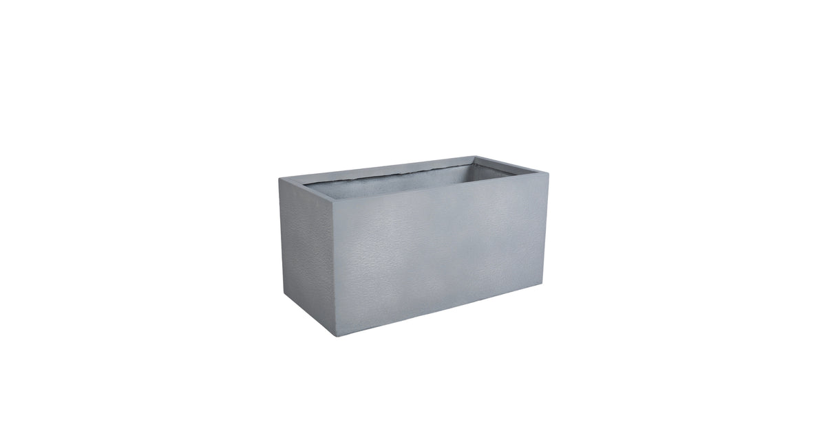 Flora Modern Rectangular Planter Pot in Fiberstone and Clay Weather Resistant Design in Grey 12 Inch