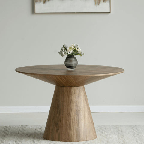 Fynix 47” Round Dining Table with Ash Wood Veneer Top and Pedestal Base