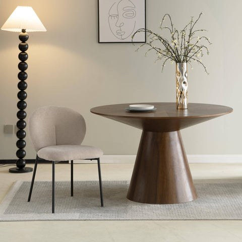 Fynix 47” Round Dining Table with Ash Wood Veneer Top and Pedestal Base