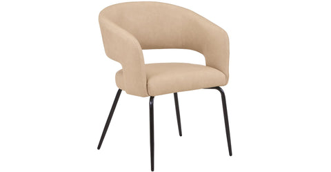 Gavin Dining Chair Upholstered in Leather/Velvet with Open Curved Backrest in Black Iron