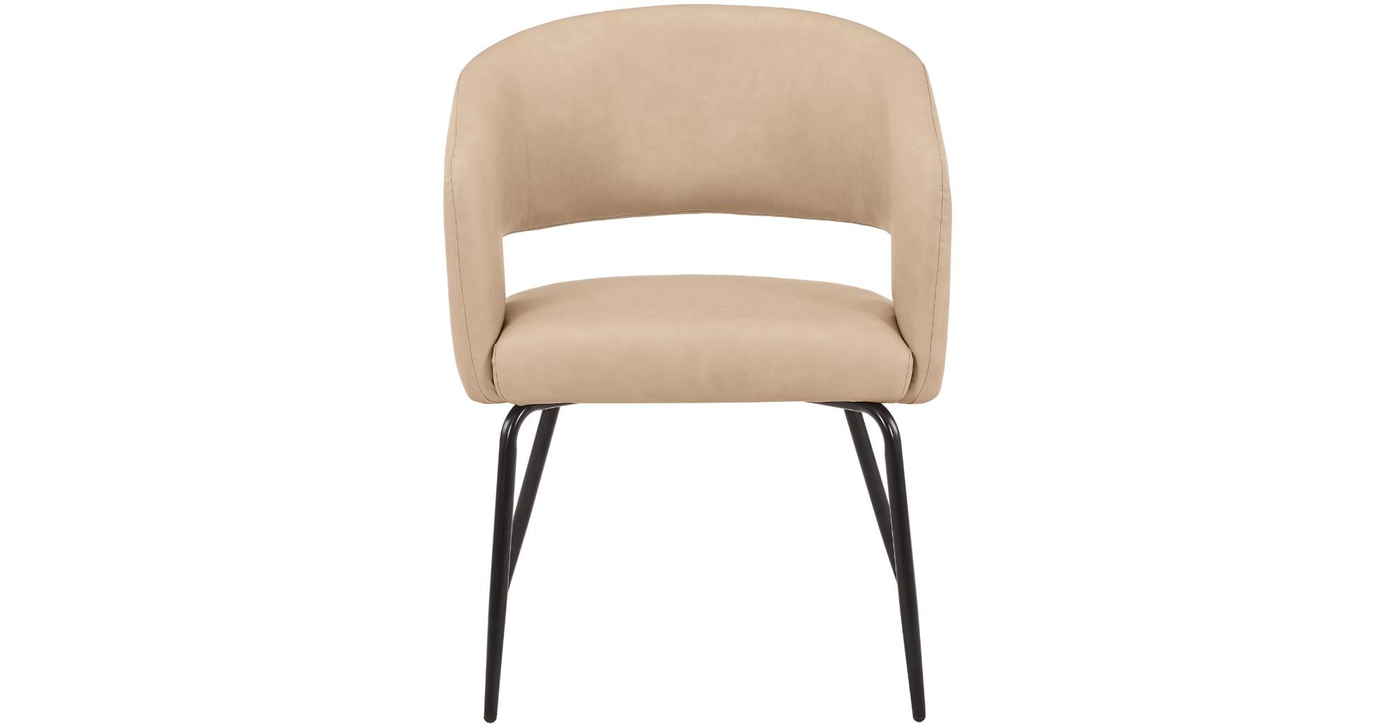 Gavin Dining Chair Upholstered in Leather/Velvet with Open Curved Backrest in Black Iron