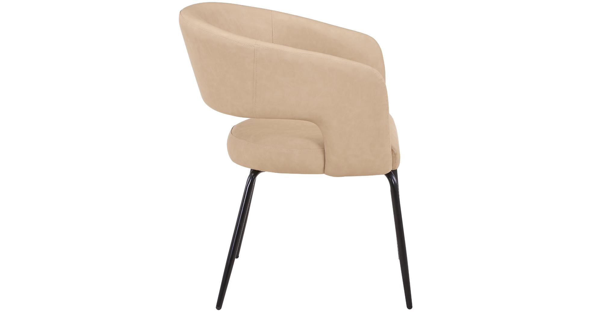 Gavin Dining Chair Upholstered in Leather/Velvet with Open Curved Backrest in Black Iron