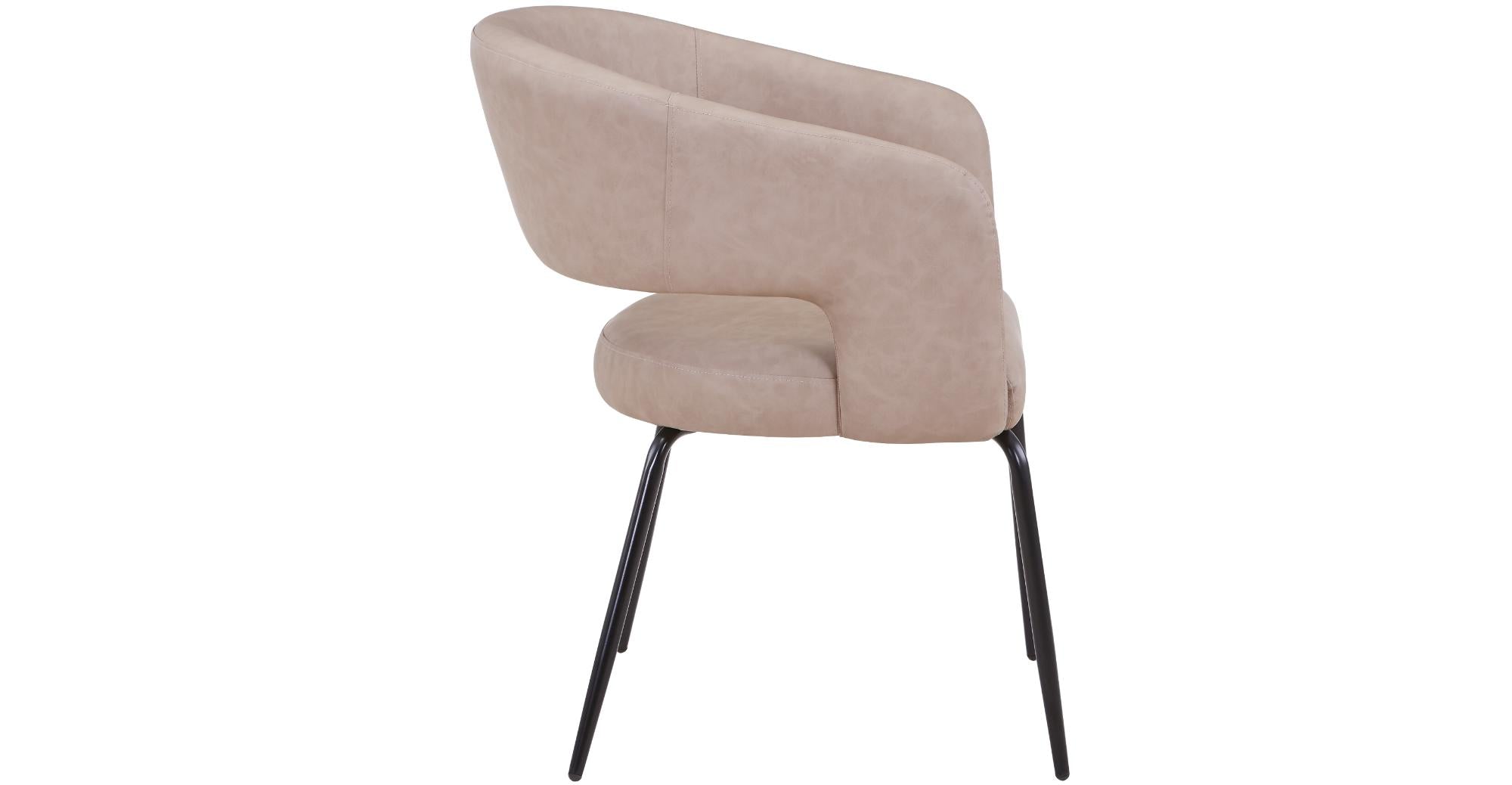 Gavin Dining Chair Upholstered in Leather/Velvet with Open Curved Backrest in Black Iron