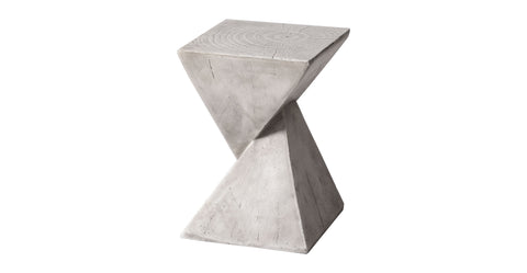 Glint Side Table in Fiberstone Square Accent Table Marble White