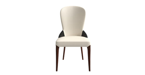 Havana Leather Dining Chair with a Two-Tone Color Design and Rubberwood Legs Black/White