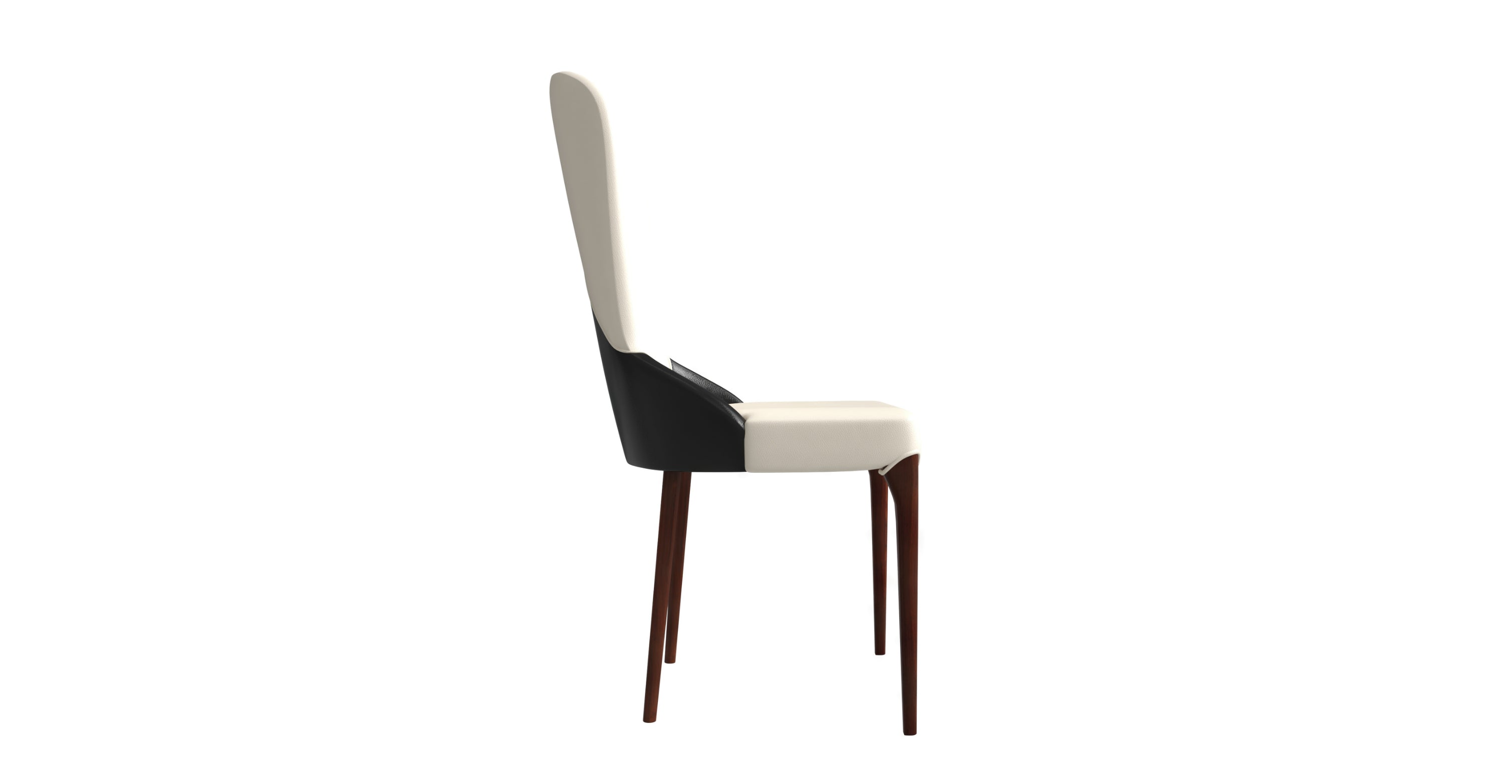 Havana Leather Dining Chair with a Two-Tone Color Design and Rubberwood Legs Black/White