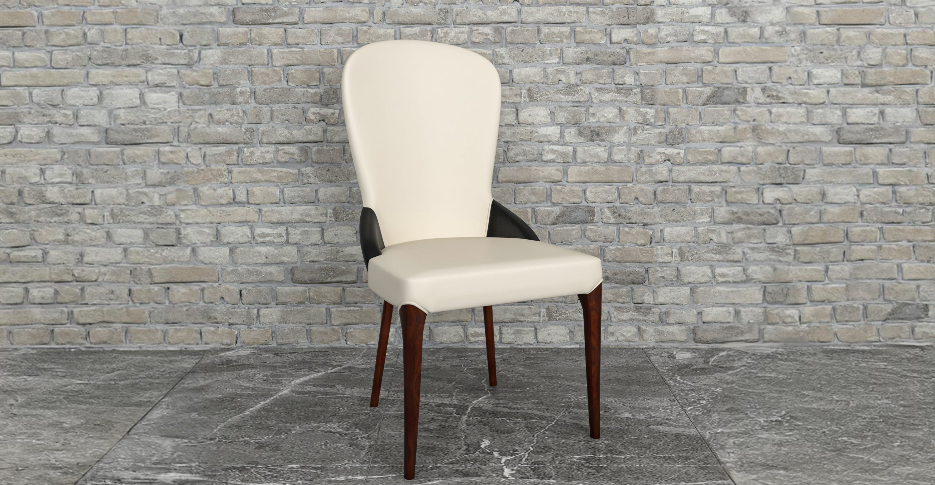 Havana Leather Dining Chair with a Two-Tone Color Design and Rubberwood Legs Black/White