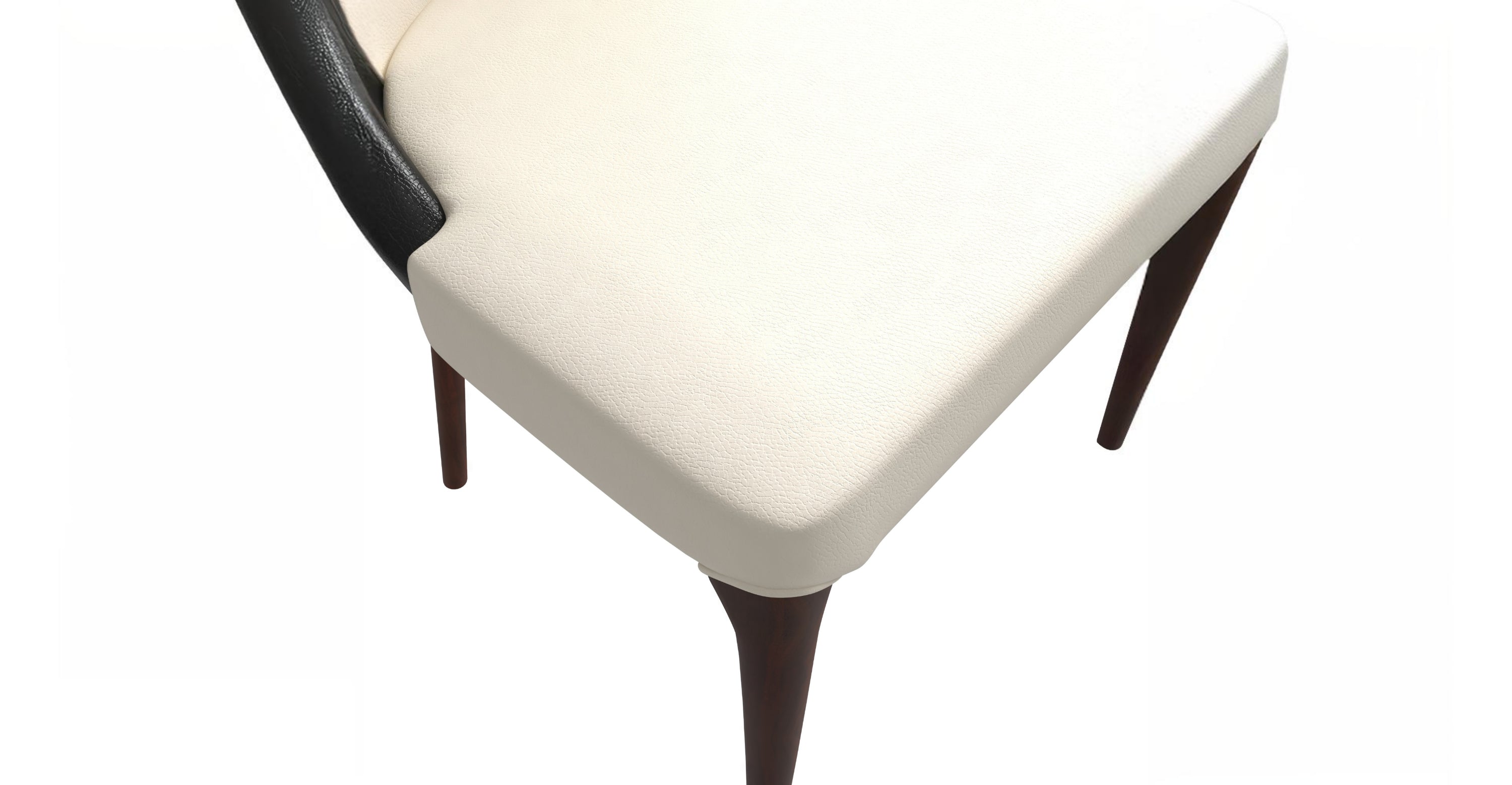 Havana Leather Dining Chair with a Two-Tone Color Design and Rubberwood Legs Black/White