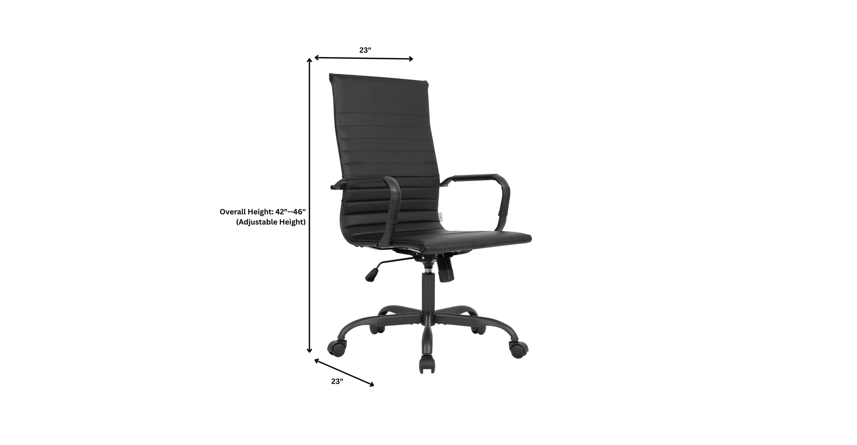 Harris Leather High-Back Adjustable  Office Conference Chair with Armrests Black / Black