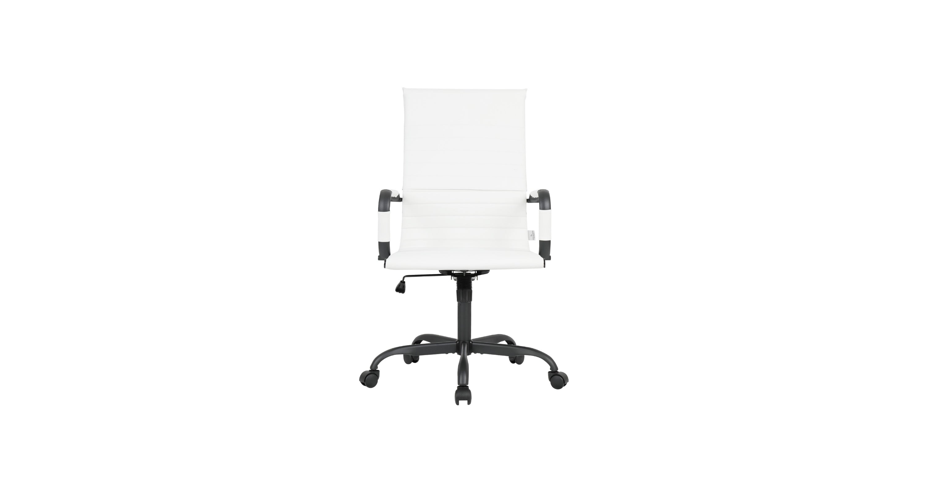 Harris Leather High-Back Adjustable  Office Conference Chair with Armrests White / Black