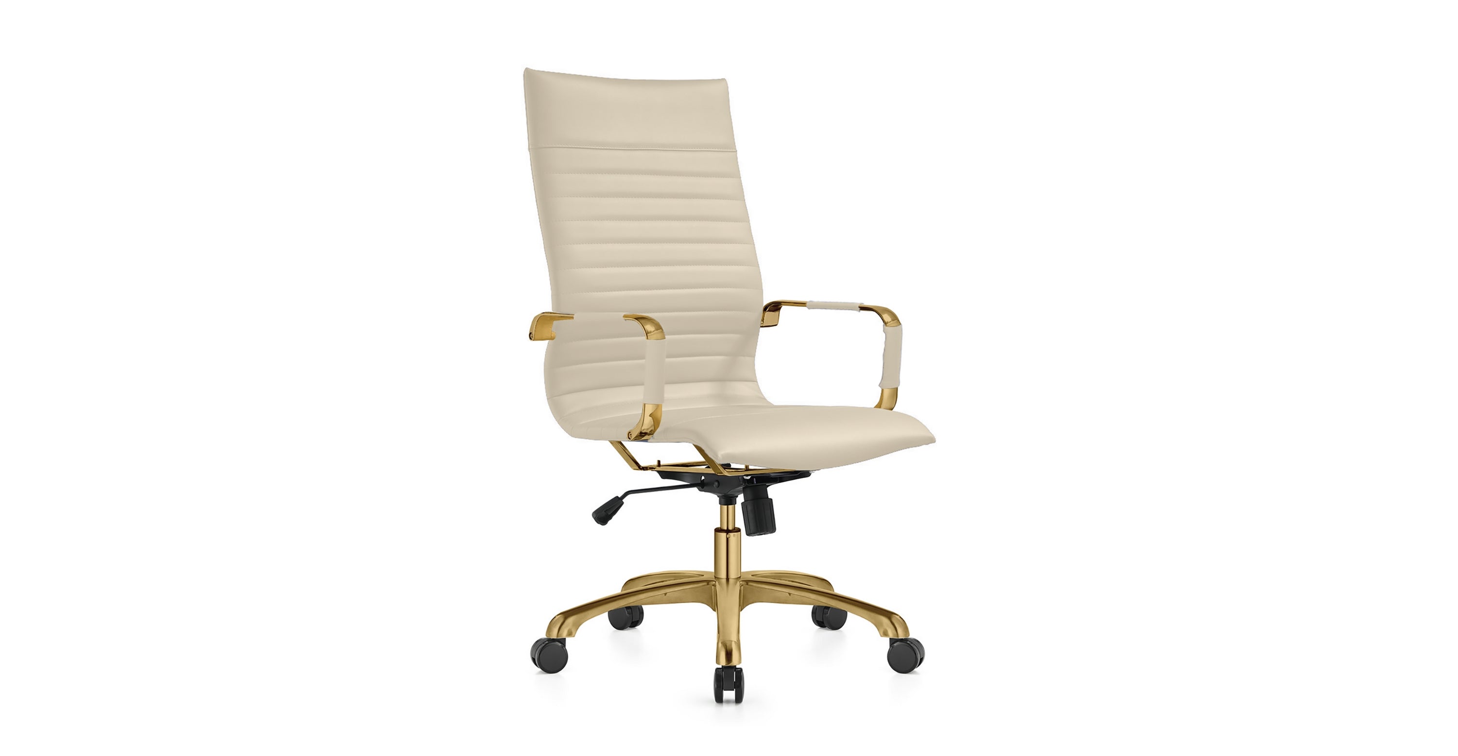 Harris Leather High-Back Adjustable  Office Conference Chair with Armrests Tan / Gold