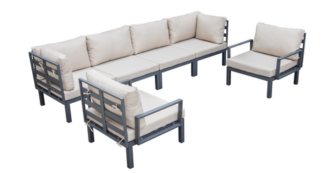 Hamilton 6-Piece Aluminum Patio Conversation Set With Cushions Beige