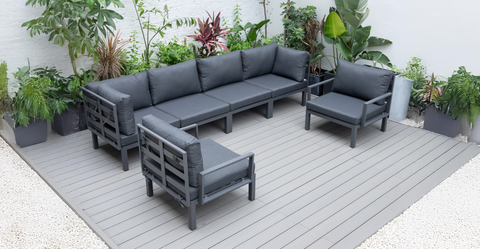 Hamilton 6-Piece Aluminum Patio Conversation Set With Cushions Black