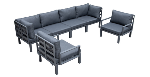 Hamilton 6-Piece Aluminum Patio Conversation Set With Cushions Black