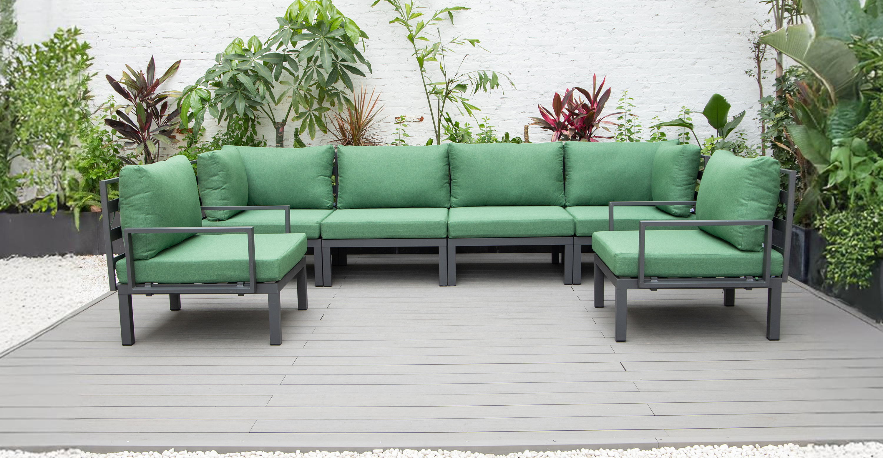 Hamilton 6-Piece Aluminum Patio Conversation Set With Cushions Green