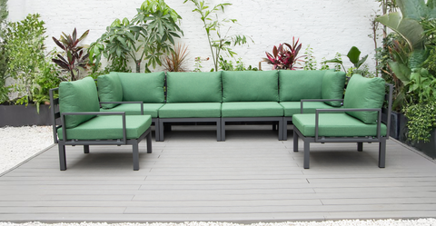 Hamilton 6-Piece Aluminum Patio Conversation Set With Cushions Green