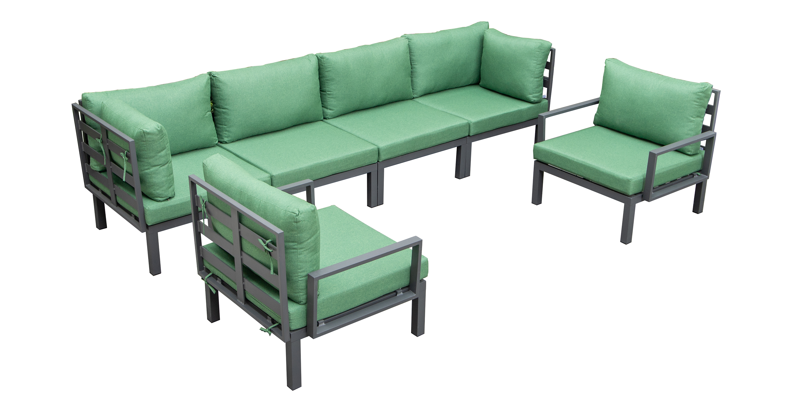 Hamilton 6-Piece Aluminum Patio Conversation Set With Cushions Green