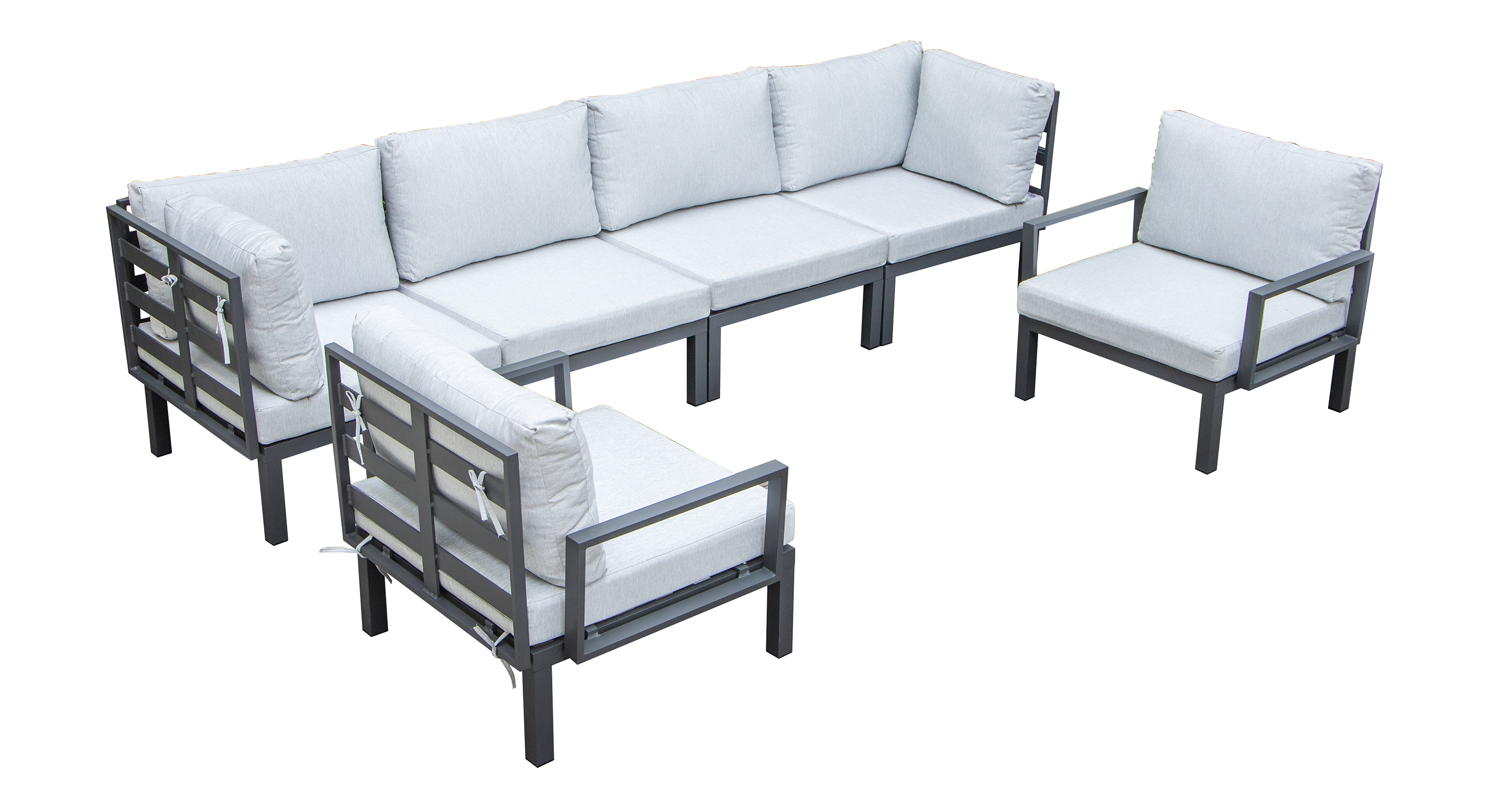 Hamilton 6-Piece Aluminum Patio Conversation Set With Cushions Light Grey