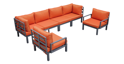 Hamilton 6-Piece Aluminum Patio Conversation Set With Cushions Orange