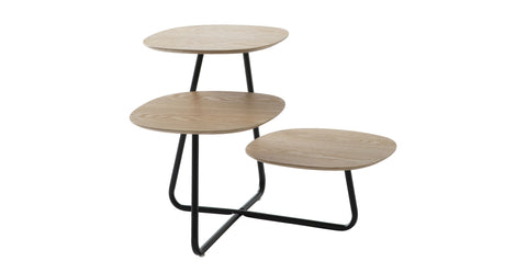 Hazelton Multi-Top End Tables with Manufactured Wood Top and Powder Coated Steel Frame Natural Wood