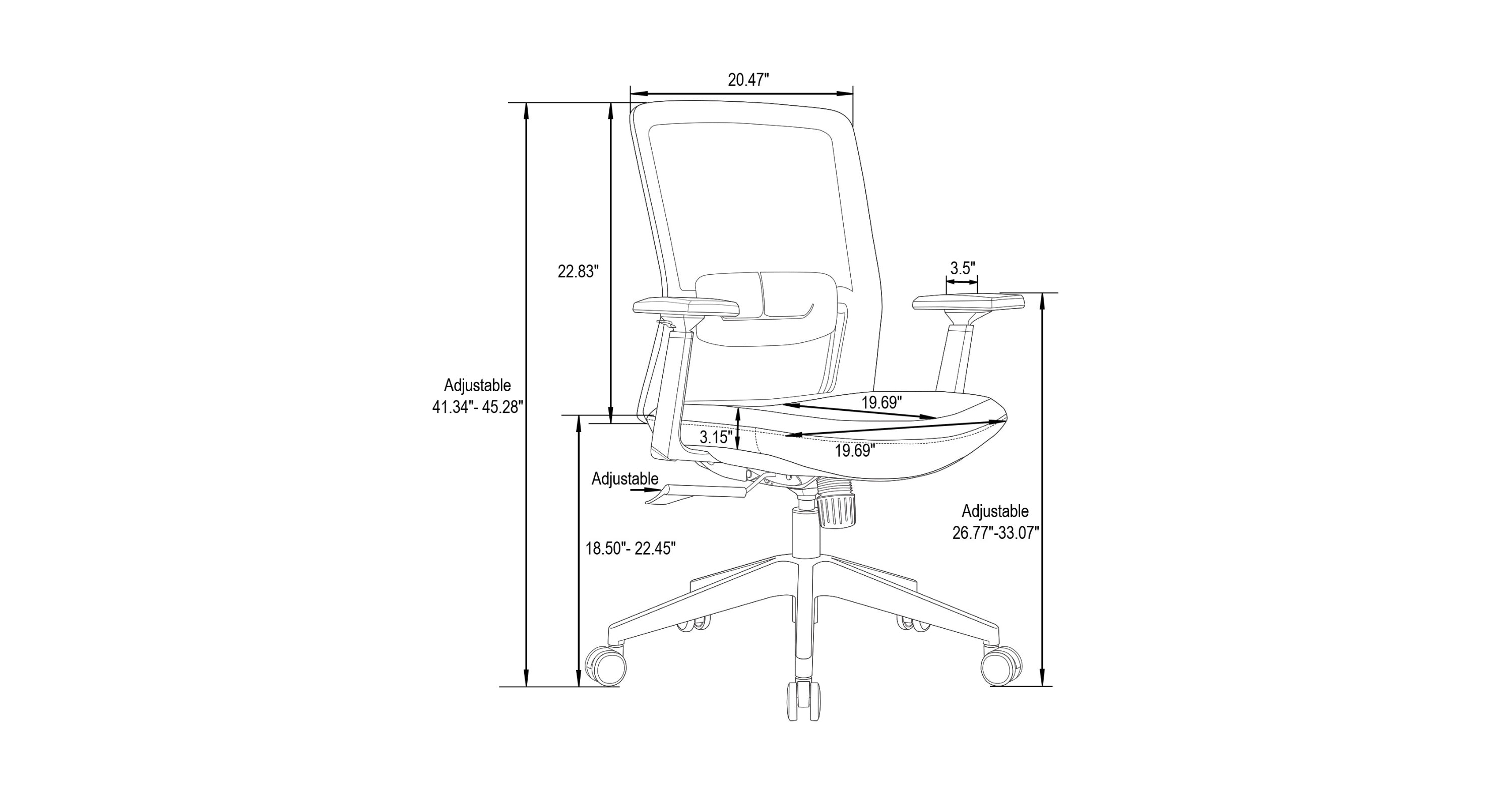 Ingram Ergonomic Modern Office Mesh Task Chair With Adjustable Height Black