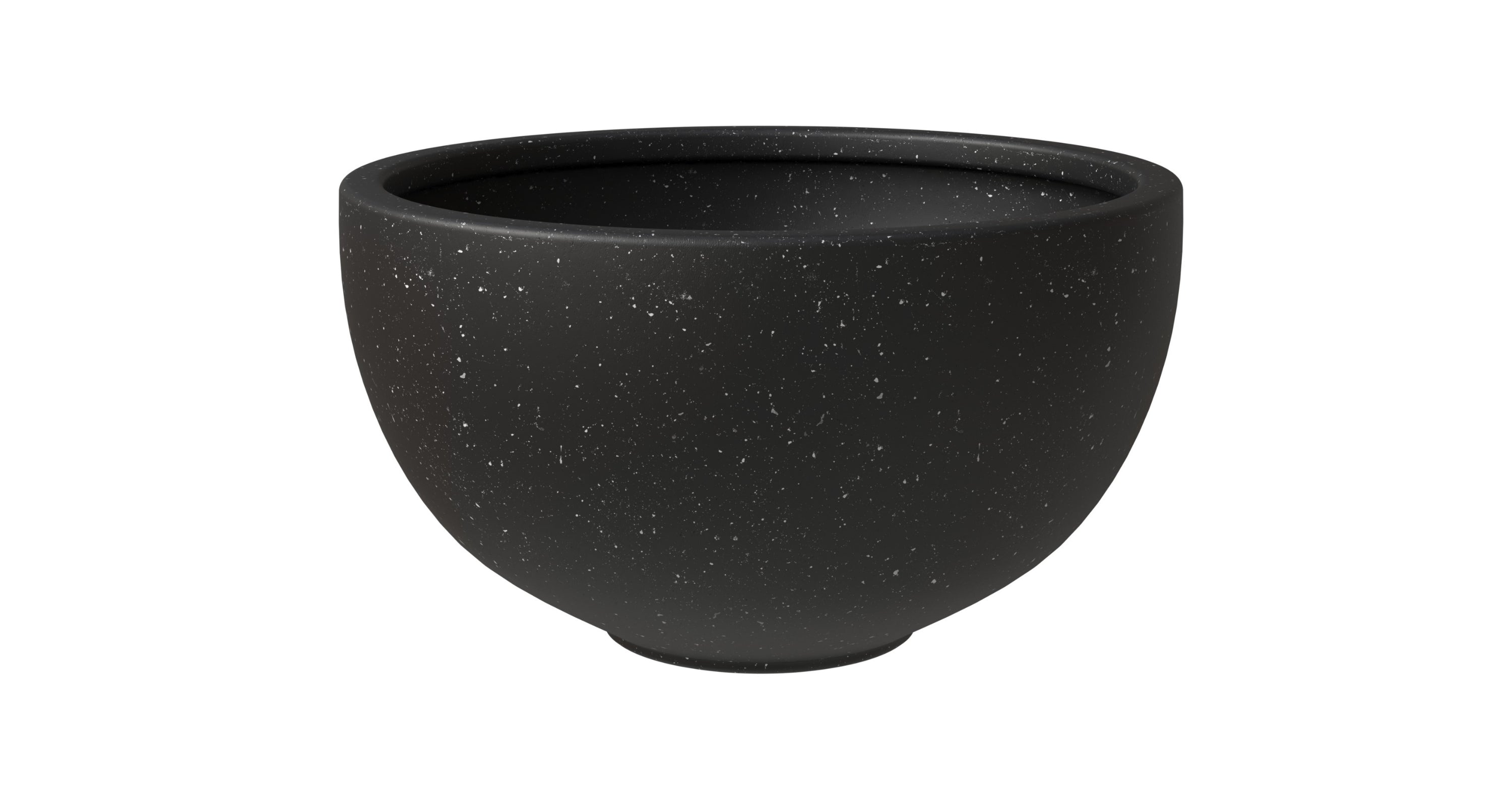 Iris Modern Round Planter Pot in Fiberstone and Clay Weather Resistant Design 12 Inch / Black